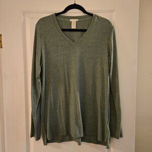 Matty M Light Green V-Neck Sweater, Size L